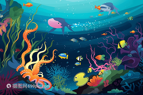 多种类的海洋生物